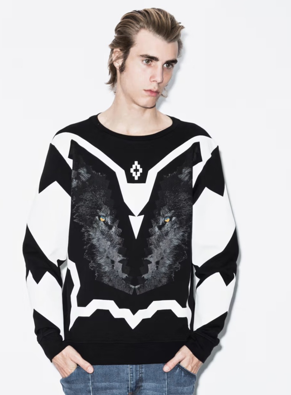 Marcelo Burlon Black Wolf Race Crewneck Sweater